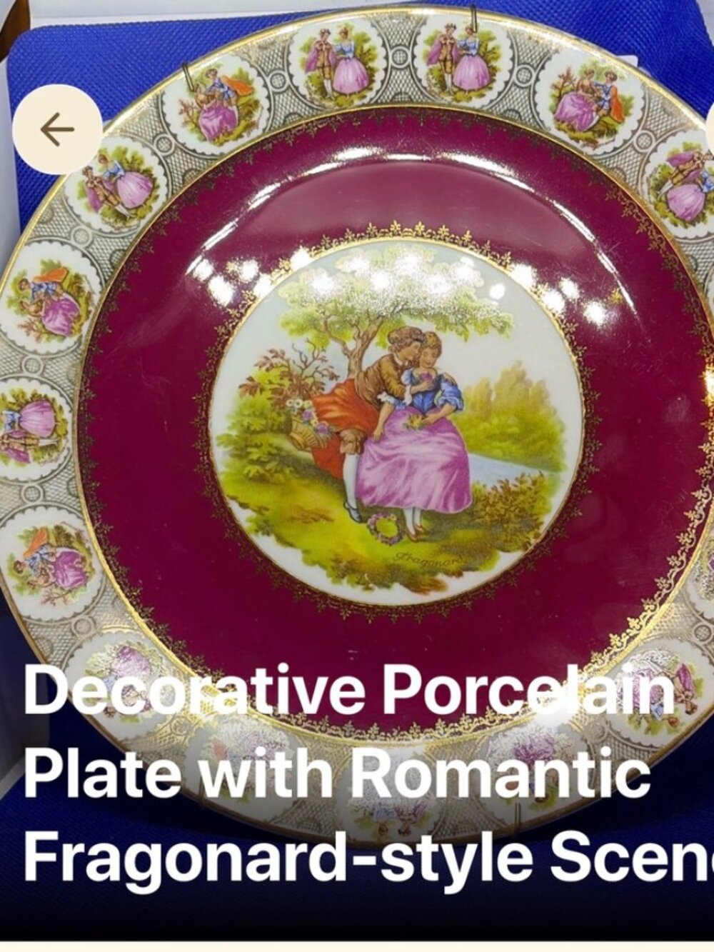 VTG! Heinrich & Co. Bavaria Germany Fragonard Courting Couple Decor Plate ~9.5"